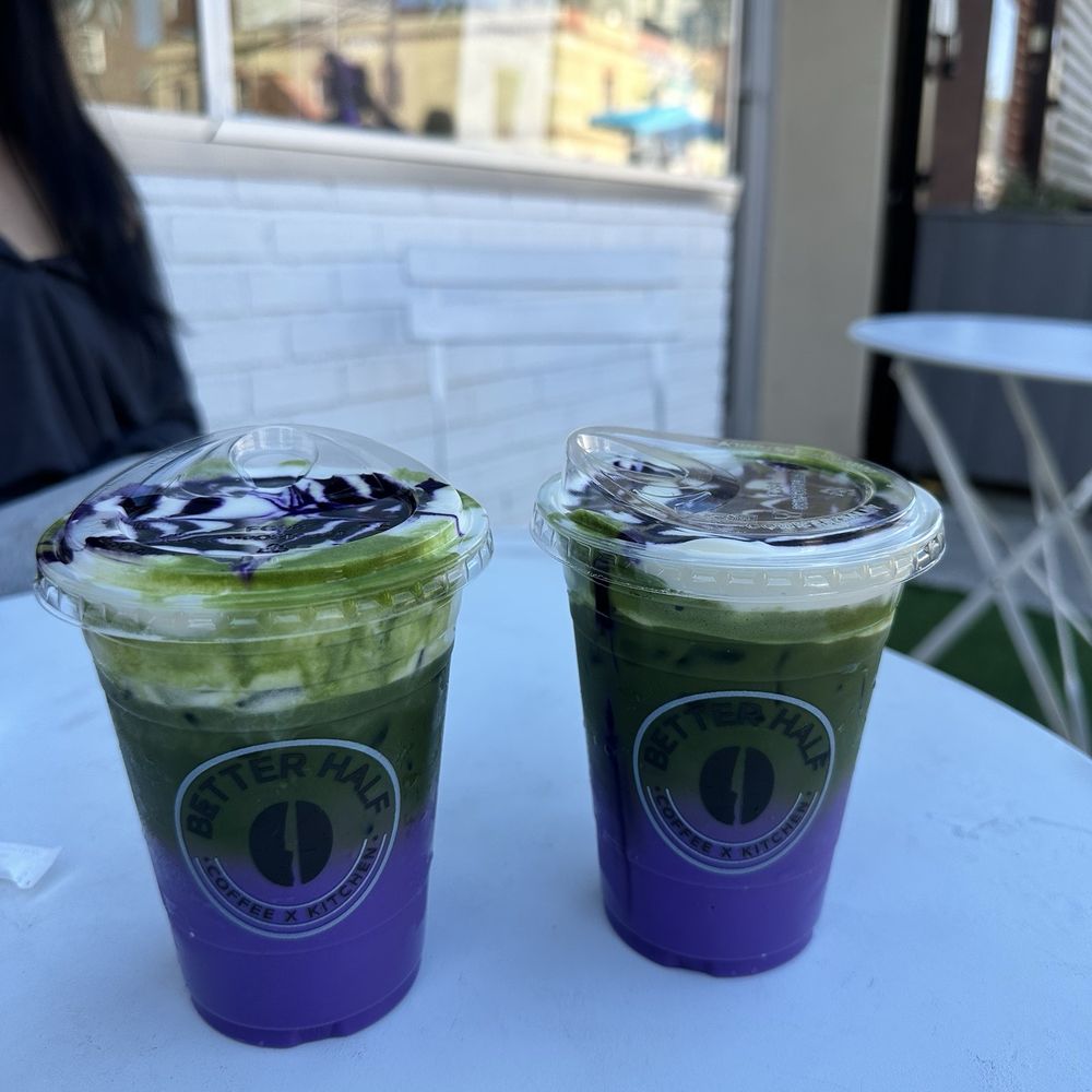 Better Half Coffee & Kitchen - Wishes brew (fall drink) ube milk, matcha and coconut cold foam - Coffee & Tea Near Me - Elmhurst, New York Better Half Coffee & Kitchen - Wishes brew (fall drink) ube milk, matcha and coconut cold foam - Coffee & Tea Near Me - Elmhurst, New York