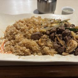 Large portion of rice, very little meat & veggies