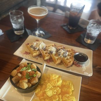 Foxhole Culinary Tavern - Bacon stuffed waffles - New American Near Me - Austin, Texas