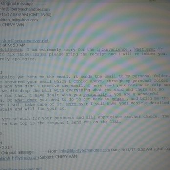 Liberty Tech and Tire - Because I will not take my vehicles back to him, he now attacks me. You see his emails. You see the notes from another shop I had to go to. - Tires Near Me - Henderson, Nevada Liberty Tech and Tire - Because I will not take my vehicles back to him, he now attacks me. You see his emails. You see the notes from another shop I had to go to. - Tires Near Me - Henderson, Nevada