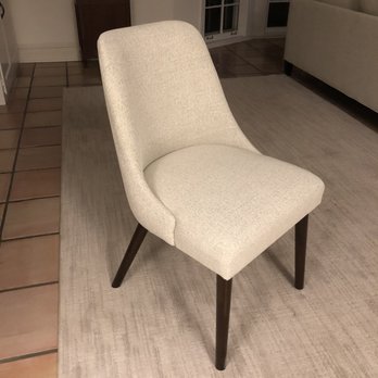 LV Upholstery - Mid-Century Modern Dining Chair with Chenille Upholstery - Furniture Reupholstery Near Me - Skokie, Illinois
