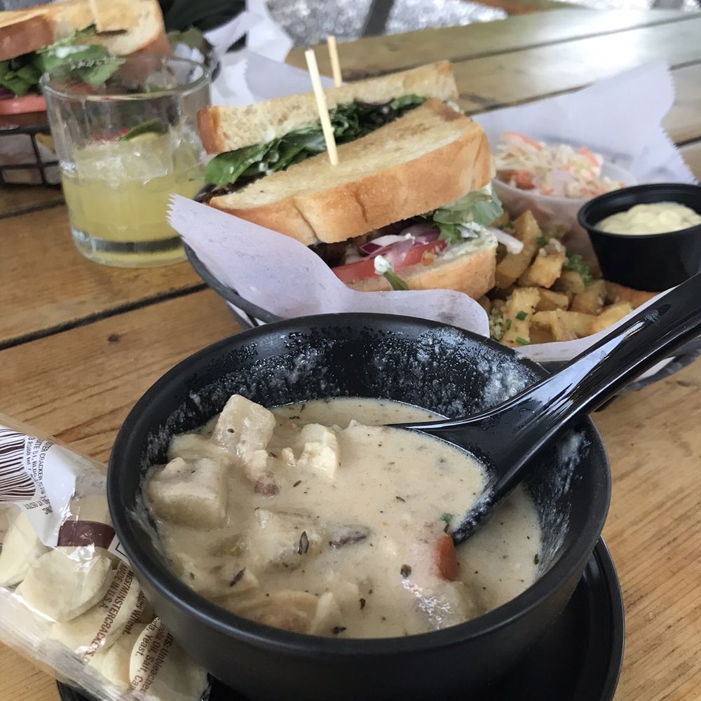 Shuck Station - Seafood chowder, blackened haddock sandwich, station fries and a fancy margarita! - Seafood Near Me - Newcastle, Maine