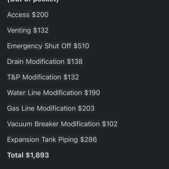 PipeDoctor 247 - Itemized list of charges - Plumbing Near Me