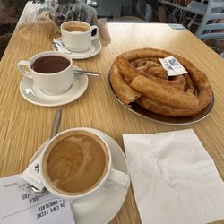 Churreria Ramon - Churros, chocolate for dipping and coffee.