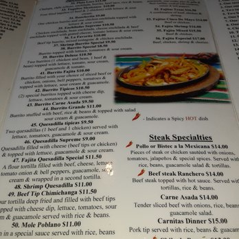 Cinco De Mayo Mexican Restaurant - menu - Mexican Near Me - Tallahassee, Florida
