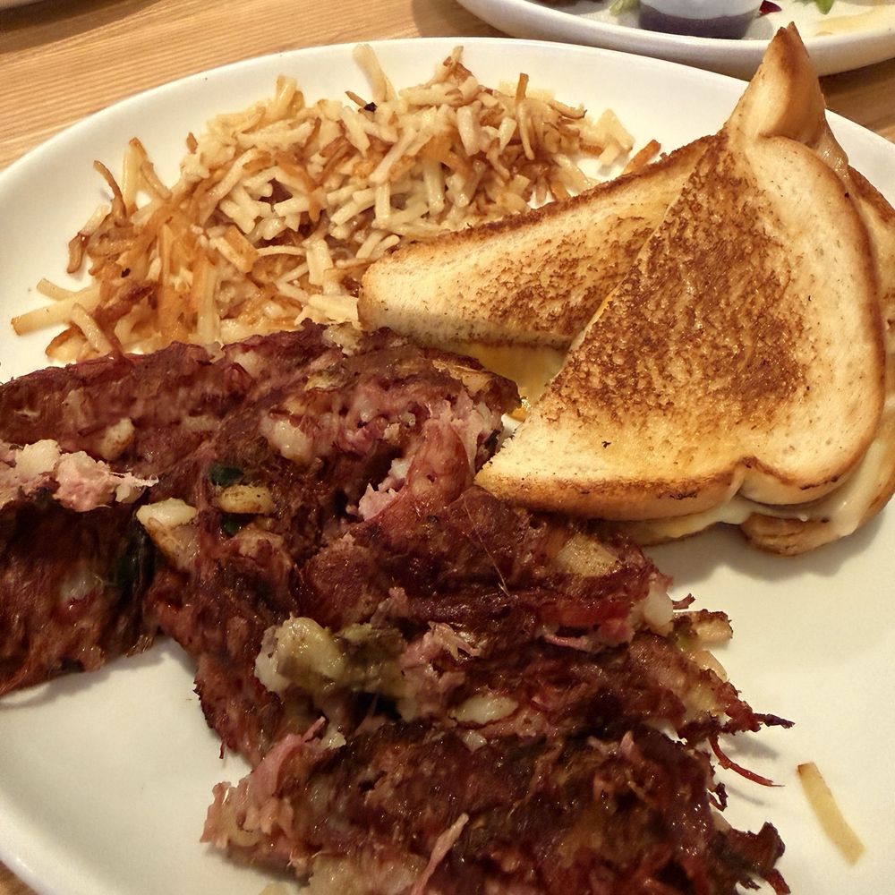 Miam Breakfast House - Grilled cheese with hash browns and a side of corned beef hash - Breakfast & Brunch Near Me - High Point, North Carolina