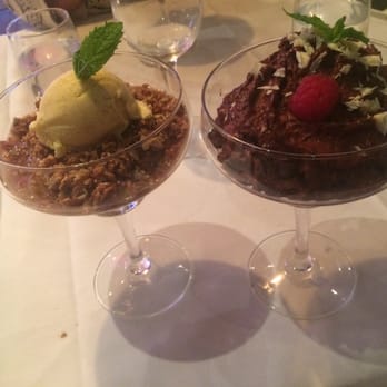 La Maison - Rhubarb crumble and chocolate mousse. Massive portions. Heaven! - French Near Me - Dublin, D