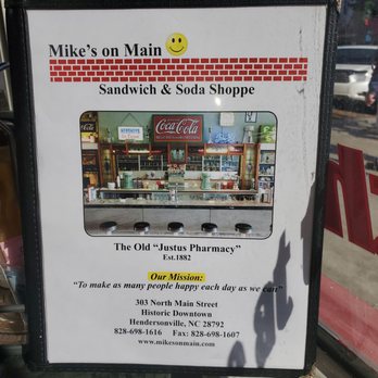 Mikes On Main Street - Front of menu - American Near Me - Hendersonville, North Carolina Mikes On Main Street - Front of menu - American Near Me - Hendersonville, North Carolina