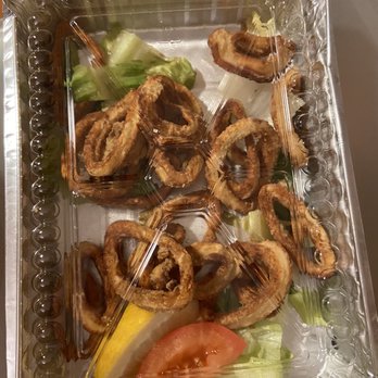 Istanbul Cafe - Paid $11.50 for this amount of calamari...... very disappointed. On top of that it wasn't warm or crispy. - Turkish Near Me - Centereach, New York