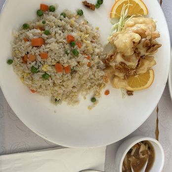 King Palace - Lunch special - honey walnut prawns, came with hot and sour soup and a choice to steam rice or fried rice. I picked fried rice. - Chinese Near Me - San Ramon, California King Palace - Lunch special - honey walnut prawns, came with hot and sour soup and a choice to steam rice or fried rice. I picked fried rice. - Chinese Near Me - San Ramon, California