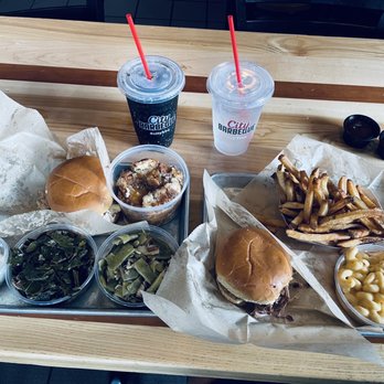 City Barbeque - Pulled chicken sandwich  Green Beans with Bacon Collard Greens with Pork Peach Cobbler Pulled Pork sandwich  Mac & Cheese Fresh-Cut Fries - Barbeque Near Me - Gahanna, Ohio