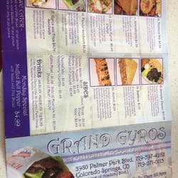 Grand Gyros - Menu back