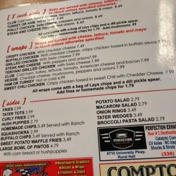 Little Creek Diner - Back of menu