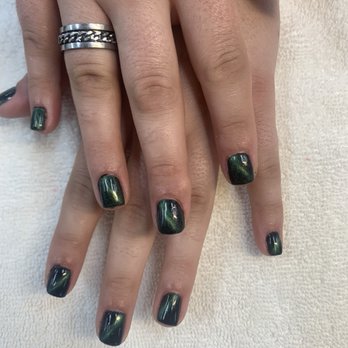 Nails & Beyond - #22 Green Cat Eye Gel Mani - Nail Salons Near Me - Los Angeles, California
