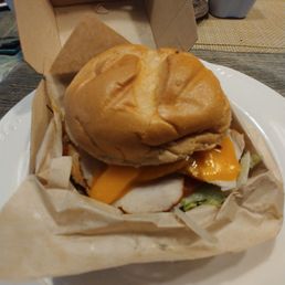 Fried turkey club sandwich
