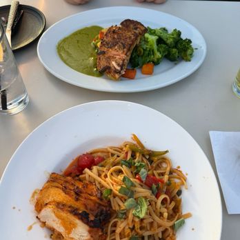 Mozambique - Salmon and Lemon Chili Linguine- added chicken - Steakhouses Near Me - Laguna Beach, California Mozambique - Salmon and Lemon Chili Linguine- added chicken - Steakhouses Near Me - Laguna Beach, California