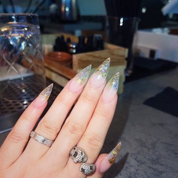The Nail Boss - Full set. Stilettos. Sparkle tip. Medium length - Nail Salons Near Me - Stanton, California The Nail Boss - Full set. Stilettos. Sparkle tip. Medium length - Nail Salons Near Me - Stanton, California