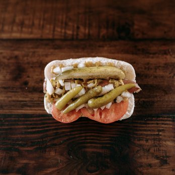 Creamery - a hot dog with pickles on a bun - Ice Cream & Frozen Yogurt Near Me - New Lenox, Illinois Creamery - a hot dog with pickles on a bun - Ice Cream & Frozen Yogurt Near Me - New Lenox, Illinois