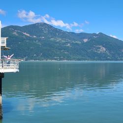Porteau Cove Provincial Park - View of the Howe Sound, snow-capped and lush mountains, and clear blue sky
