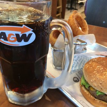 A&W - Cheddar and roasted garlic uncle burger with onion rings and a frosty mug of root beer. - Fast Food Near Me - Calgary, Alberta