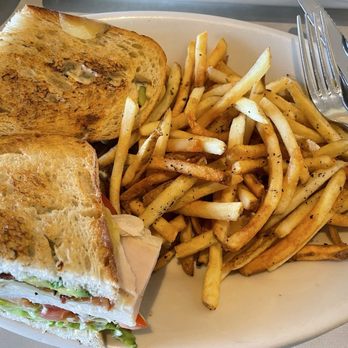 Bazille at Nordstrom - Roasted Turkey & Avocado Club with Salt and Pepper Crush French Fries & Kalamata Aioli - New American Near Me - Torrance, California Bazille at Nordstrom - Roasted Turkey & Avocado Club with Salt and Pepper Crush French Fries & Kalamata Aioli - New American Near Me - Torrance, California