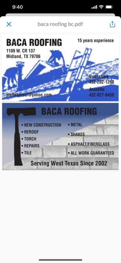 Slide of Baca Roofing