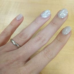 Dip manicure with snowflakes Dip manicure with snowflakes