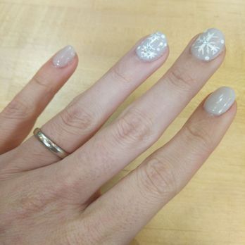 Polished Nail Lounge - Dip manicure with snowflakes - Nail Salons Near Me - North Andover, Massachusetts Polished Nail Lounge - Dip manicure with snowflakes - Nail Salons Near Me - North Andover, Massachusetts