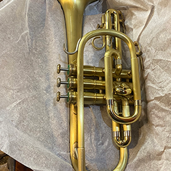 Musical Instrument Service - Restored cornet with a brushed finish