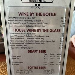 Country Pizza Italian Grill - Wine list