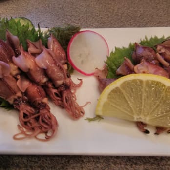 Maguro-Ya - seasonal small squid in two ways - grilled with salt and soft boiled with a miso vinegar dip. So tender and ono! - Japanese Near Me - Honolulu, Hawaii Maguro-Ya - seasonal small squid in two ways - grilled with salt and soft boiled with a miso vinegar dip. So tender and ono! - Japanese Near Me - Honolulu, Hawaii
