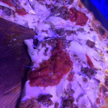 Urban Crust - (Sorry for the blue lighting!) Urban Classic with sausage and roasted chicken - Pizza Near Me - Plano, Texas Urban Crust - (Sorry for the blue lighting!) Urban Classic with sausage and roasted chicken - Pizza Near Me - Plano, Texas