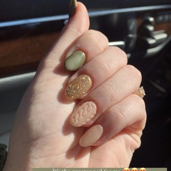 La Belle Nails - Full set acrylic nails with gel polish, matte finish, and sweater design. - Nail Salons Near Me - Cumming, Georgia