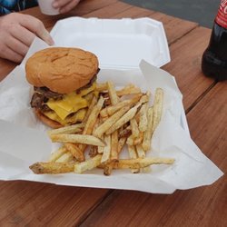 Boogie & Bell's FrankenBurgers - 4x4 burger with fries