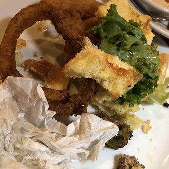 Denny's - Remains from my burnt BYO beef burger and overcooked onion rings. - Diners Near Me - Carlisle, Pennsylvania Denny's - Remains from my burnt BYO beef burger and overcooked onion rings. - Diners Near Me - Carlisle, Pennsylvania