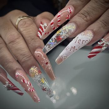 Sky Nails & Spa - Acrylic full set Christmas design - Nail Salons Near Me - American Canyon, California Sky Nails & Spa - Acrylic full set Christmas design - Nail Salons Near Me - American Canyon, California