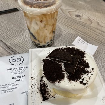 Feng Cha Teahouse - Oreo cheese cake and dirty boba - Desserts Near Me - Newark, California