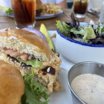 The Quarterdeck - Crab sandwich with side salad - Seafood Near Me - Hilton Head Island, South Carolina The Quarterdeck - Crab sandwich with side salad - Seafood Near Me - Hilton Head Island, South Carolina