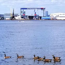 Red Bank Battlefield - Delaware river and the Philly ship yard from Red Bank Battlefield Park