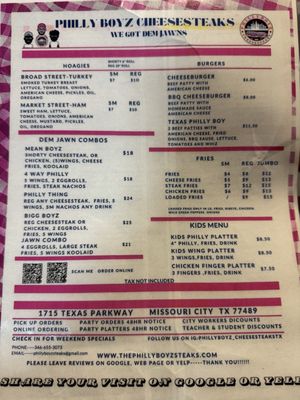 Menu photo 3 Philly Boyz Cheesesteaks Missouri City, TX Menu photo 3 Philly Boyz Cheesesteaks Missouri City, TX