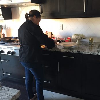 Chef Zaida - Chef Heather prepping the seared scallops - Personal Chefs Near Me
