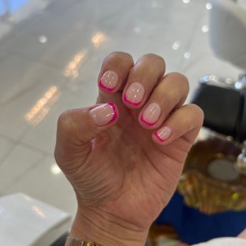 Orange Nails Bar - Neon French tip gel manicure - Nail Salons Near Me - Orange, California Orange Nails Bar - Neon French tip gel manicure - Nail Salons Near Me - Orange, California