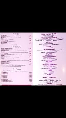 Menu photo 1 Taj Mahal Palace Montgeron, 91 Menu photo 1 Taj Mahal Palace Montgeron, 91