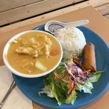 Riceberry Thai Kitchen - Yellow Curry with Potatoes. Protein choice -- chicken. This curry was less sweet. I think I'd choose this one next time. - Thai Near Me - Upland, California Riceberry Thai Kitchen - Yellow Curry with Potatoes. Protein choice -- chicken. This curry was less sweet. I think I'd choose this one next time. - Thai Near Me - Upland, California