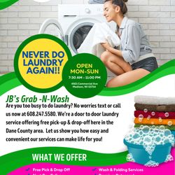 JBs Grab-N-Wash - 1 of 3 flyers that'll be posted around the Dane County area!