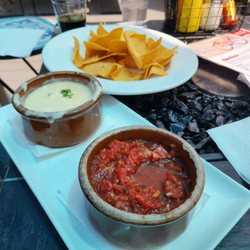 Pedalers Fork - Chips and salsa with queso dip.