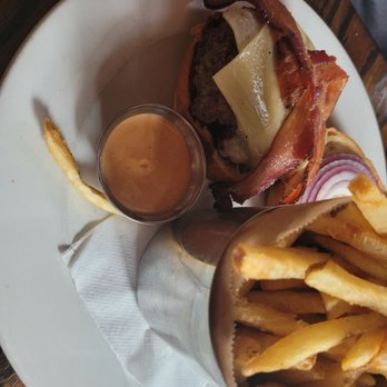 Granary Tavern - Cheeseburger with fries add bacon - New American Near Me - Boston, Massachusetts Granary Tavern - Cheeseburger with fries add bacon - New American Near Me - Boston, Massachusetts