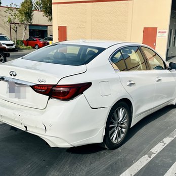 Canyon Paint & Body - 2023 INFINITI Q-50 PASSANGER REAR BUMPER - Body Shops Near Me - Brea, California Canyon Paint & Body - 2023 INFINITI Q-50 PASSANGER REAR BUMPER - Body Shops Near Me - Brea, California