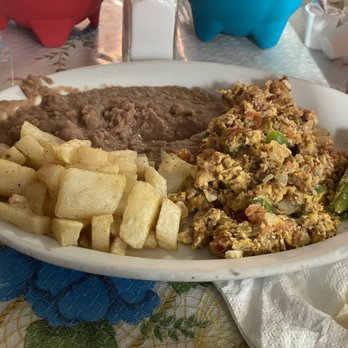 Maria's Cafe - Machacado with potatoes and refried beans.. chiles toreados for extra heat - Mexican Near Me - San Antonio, Texas Maria's Cafe - Machacado with potatoes and refried beans.. chiles toreados for extra heat - Mexican Near Me - San Antonio, Texas