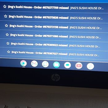 Jing’s Sushi House - Nine of the 13 emails I received from their system rejecting my order. - Sushi Bars Near Me - Burlington, New Jersey